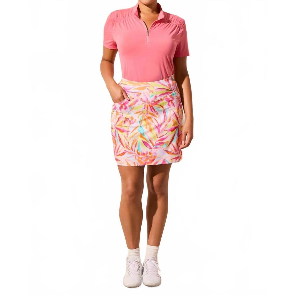 NEW TRIBAL high performance orchid patterned skort in multi brights